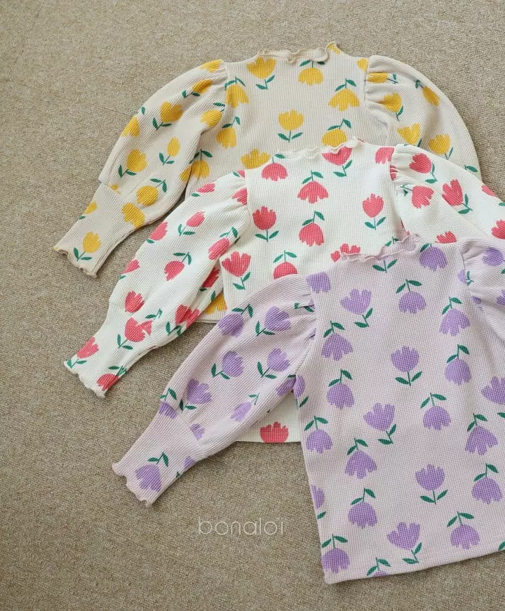 Bonaloi - Korean Children Fashion - #kidsstore - Tulip Waffle Tee