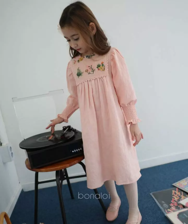Bonaloi - Korean Children Fashion - #kidzfashiontrend - Botanic Smocked One-piece - 5