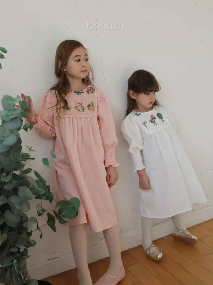 Bonaloi - Korean Children Fashion - #magicofchildhood - Botanic Smocked One-piece - 8