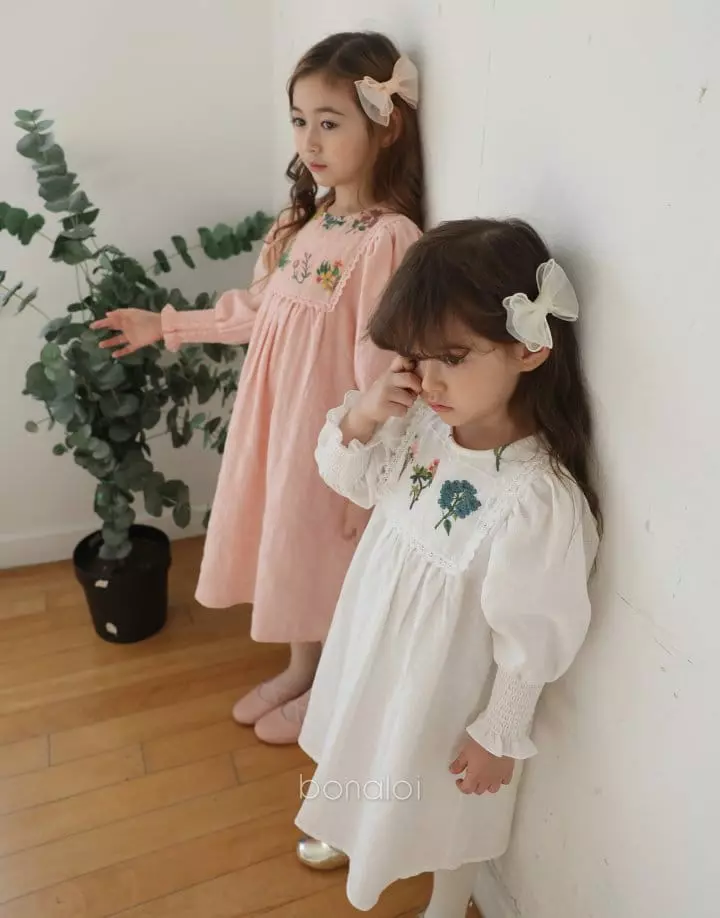 Bonaloi - Korean Children Fashion - #minifashionista - Botanic Smocked One-piece - 9