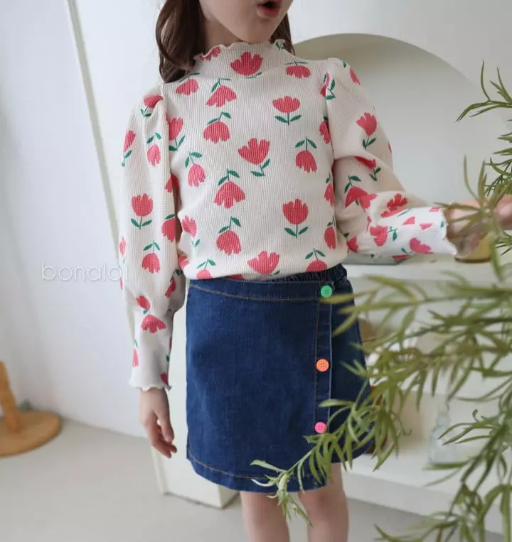 Bonaloi - Korean Children Fashion - #minifashionista - Tulip Waffle Tee - 6