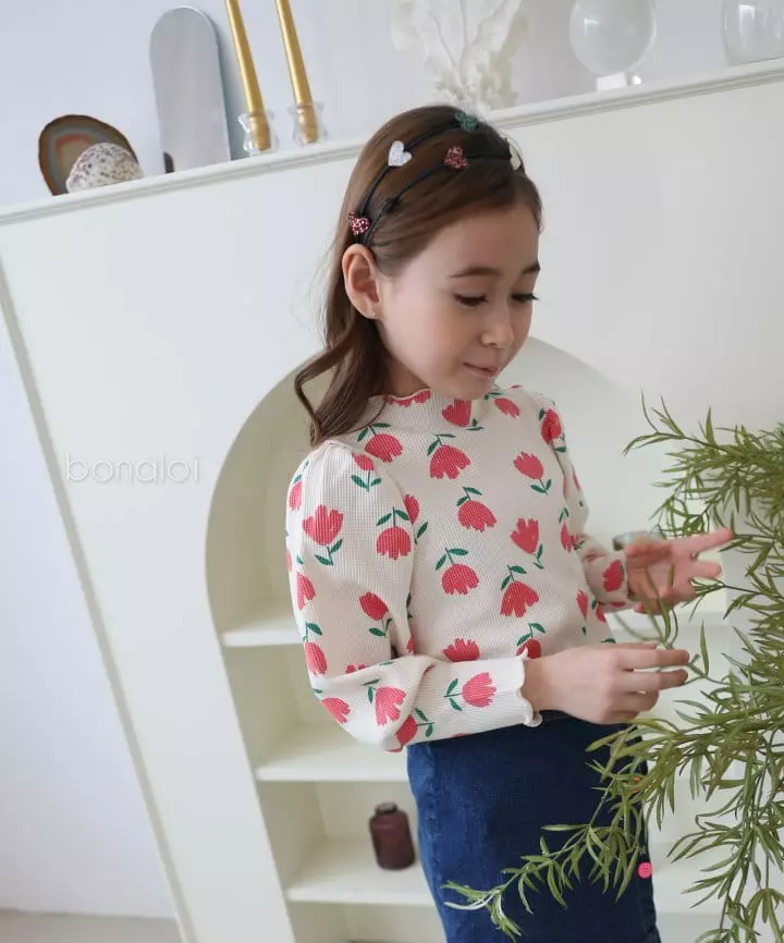 Bonaloi - Korean Children Fashion - #prettylittlegirls - Tulip Waffle Tee - 7