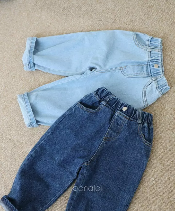 Bonaloi - Korean Children Fashion - #prettylittlegirls - Basic Denim Baggy Jeans - 3