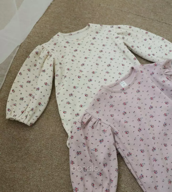 Bonaloi - Korean Children Fashion - #stylishchildhood - Nobe Waffle Long Tee - 2