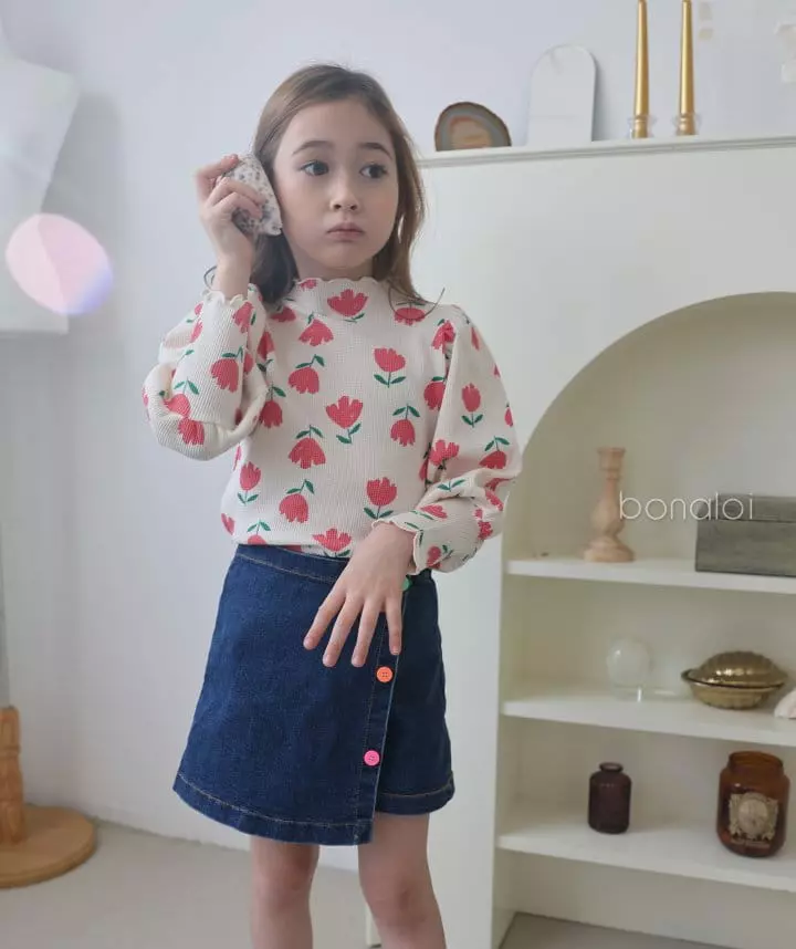 Bonaloi - Korean Children Fashion - #todddlerfashion - Three Button Denim Skirt Pants - 9
