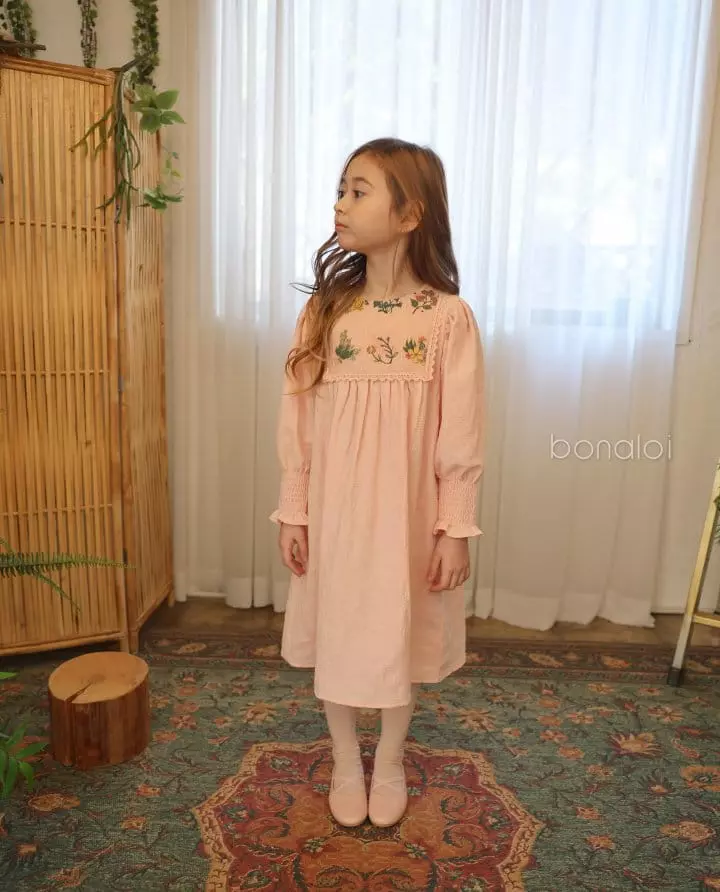 Bonaloi - Korean Children Fashion - #toddlerclothing - Botanic Smocked One-piece - 12