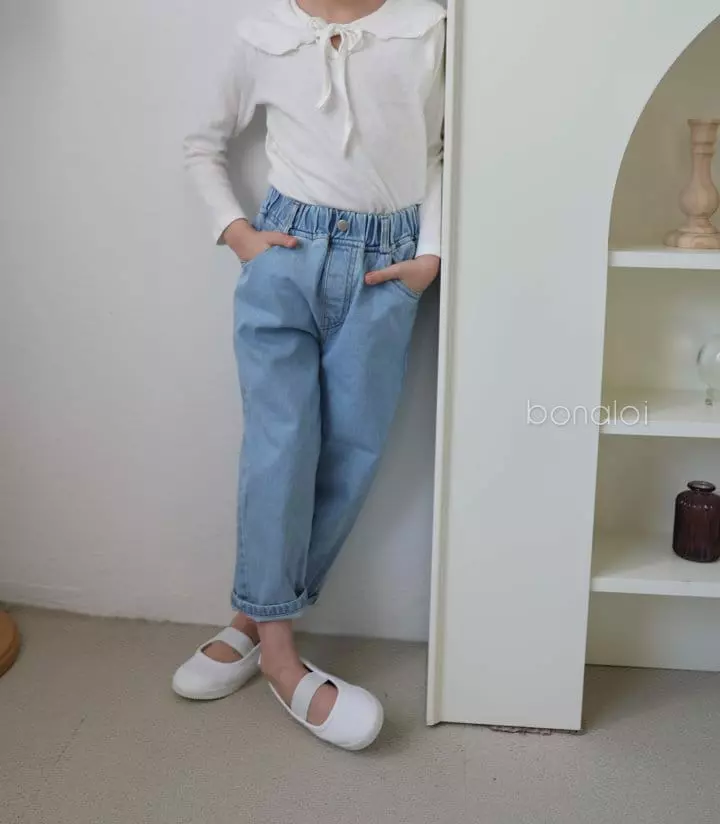 Bonaloi - Korean Children Fashion - #toddlerclothing - Basic Denim Baggy Jeans - 5