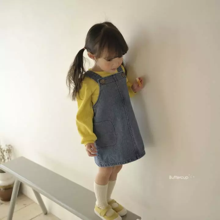 Buttercup - Korean Children Fashion - #kidzfashiontrend - Two Eay Dungarees Denim One-piece