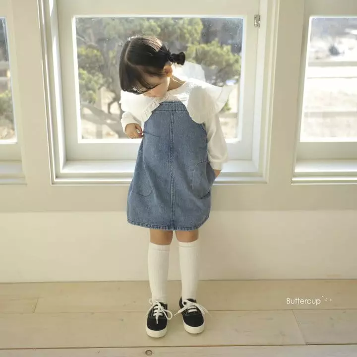 Buttercup - Korean Children Fashion - #littlefashionista - Two Eay Dungarees Denim One-piece - 4