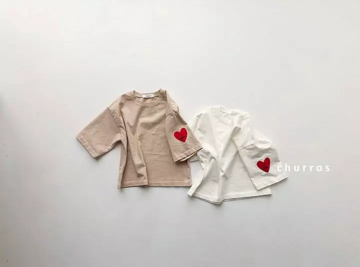 CHURROS - Korean Children Fashion - #kidsshorts - Heart Tee - 10