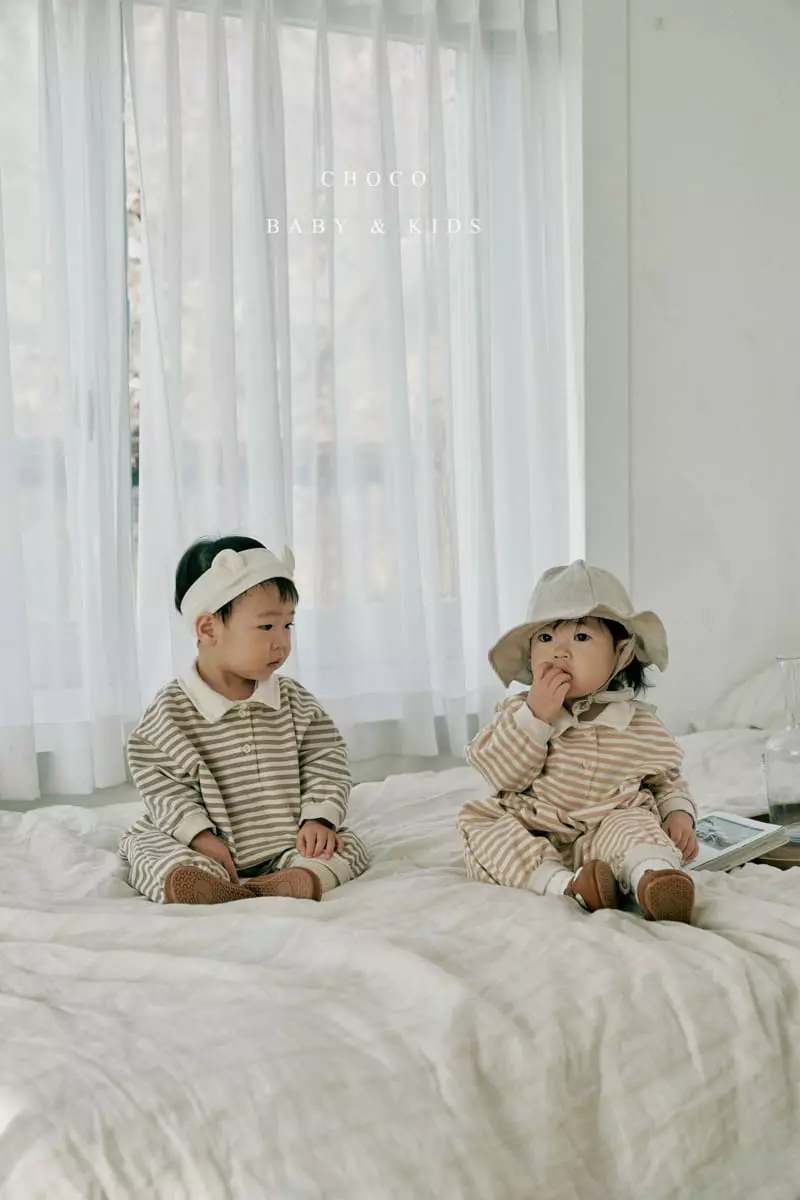 Choco bebe - Korean Baby Fashion - #babyboutique - Bebe Stripes Collar Bodysuit