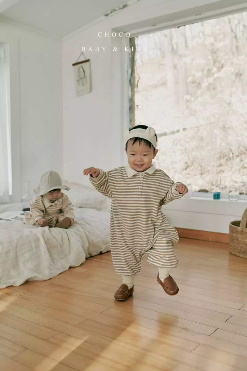 Choco bebe - Korean Baby Fashion - #babyboutique - Bebe Stripes Collar Bodysuit - 2