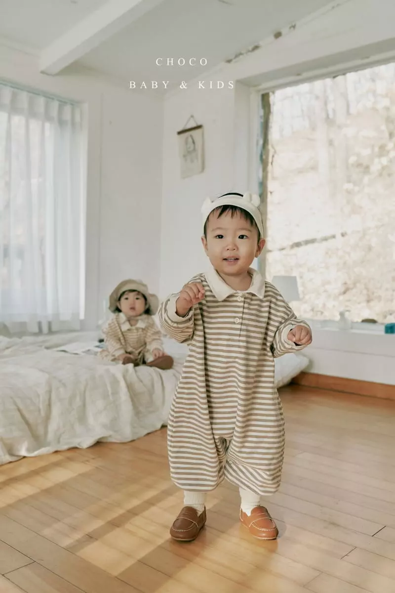 Choco bebe - Korean Baby Fashion - #babyboutiqueclothing - Bebe Stripes Collar Bodysuit - 3