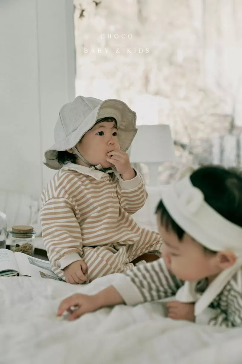Choco bebe - Korean Baby Fashion - #babyboutiqueclothing - Bebe Stripes Collar Bodysuit - 4