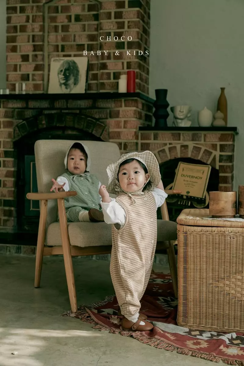 Choco bebe - Korean Baby Fashion - #babyfashion - Bebe Sripes Pocket Sleeveless Bodysuit - 6