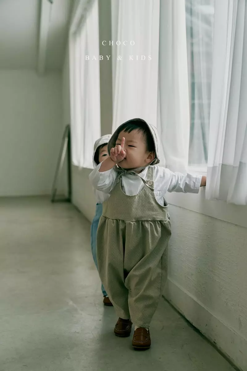 Choco bebe - Korean Baby Fashion - #babyfever - Bebe Span Dot Dungarees Bodysuit - 8