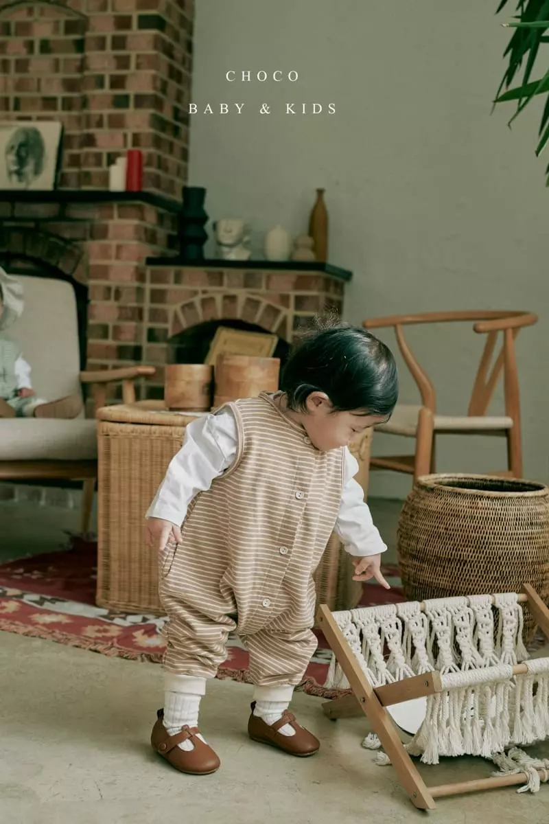 Choco bebe - Korean Baby Fashion - #babyfever - Bebe Sripes Pocket Sleeveless Bodysuit - 7