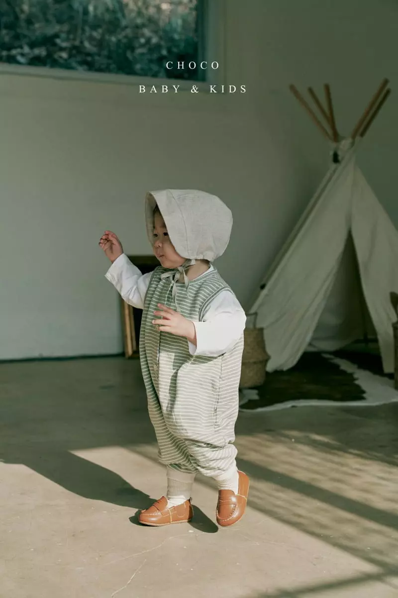 Choco bebe - Korean Baby Fashion - #babygirlfashion - Bebe Sripes Pocket Sleeveless Bodysuit - 8