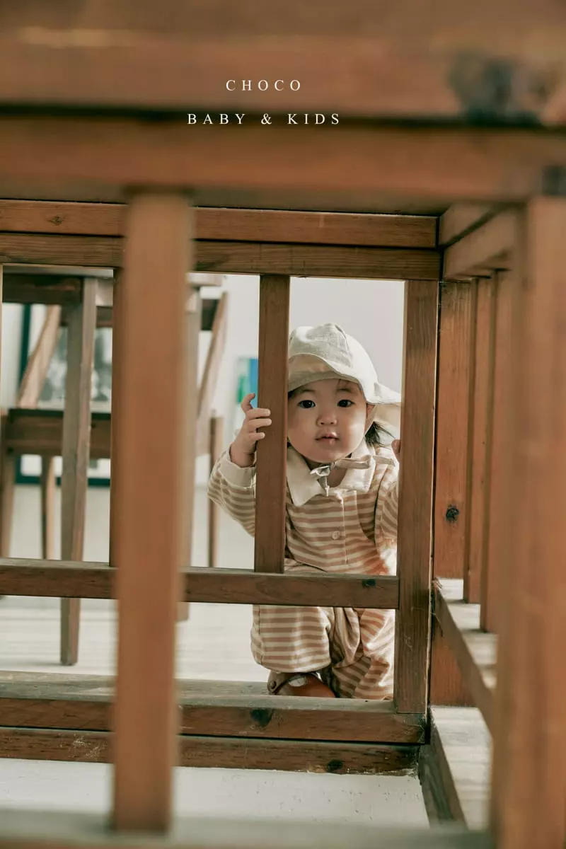 Choco bebe - Korean Baby Fashion - #babygirlfashion - Bebe Stripes Collar Bodysuit - 7