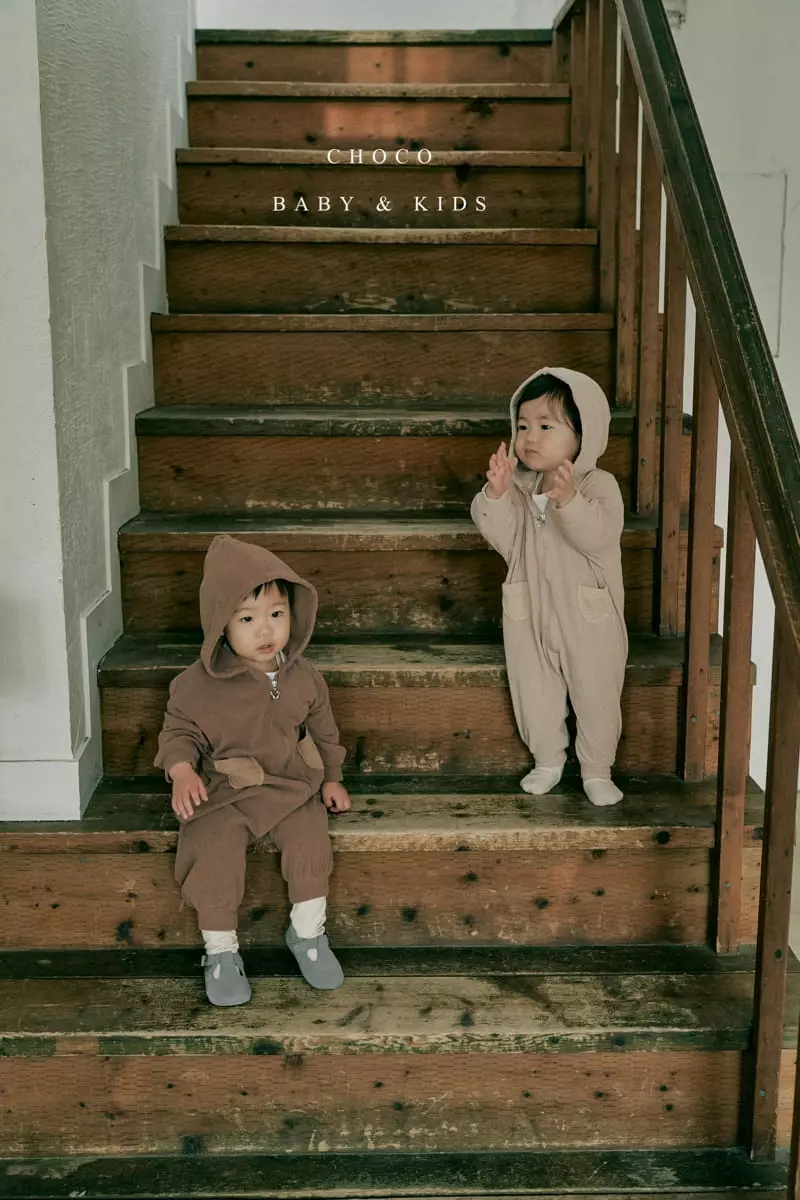 Choco bebe - Korean Baby Fashion - #babyootd - Bebe Hoody Span Zipper Bodysuit - 5