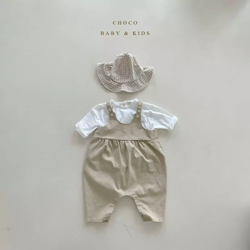 Choco bebe - Korean Baby Fashion - #babyootd - Bebe Span Dot Dungarees Bodysuit - 12