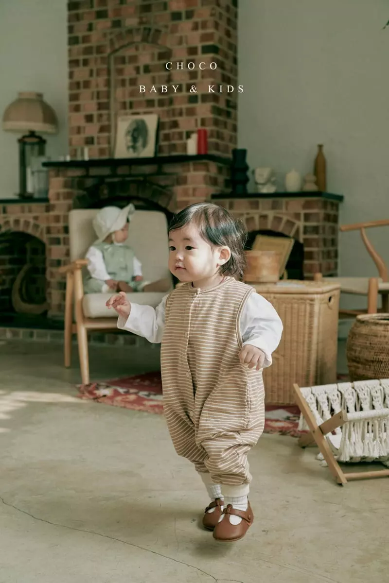 Choco bebe - Korean Baby Fashion - #babyootd - Bebe Sripes Pocket Sleeveless Bodysuit - 11