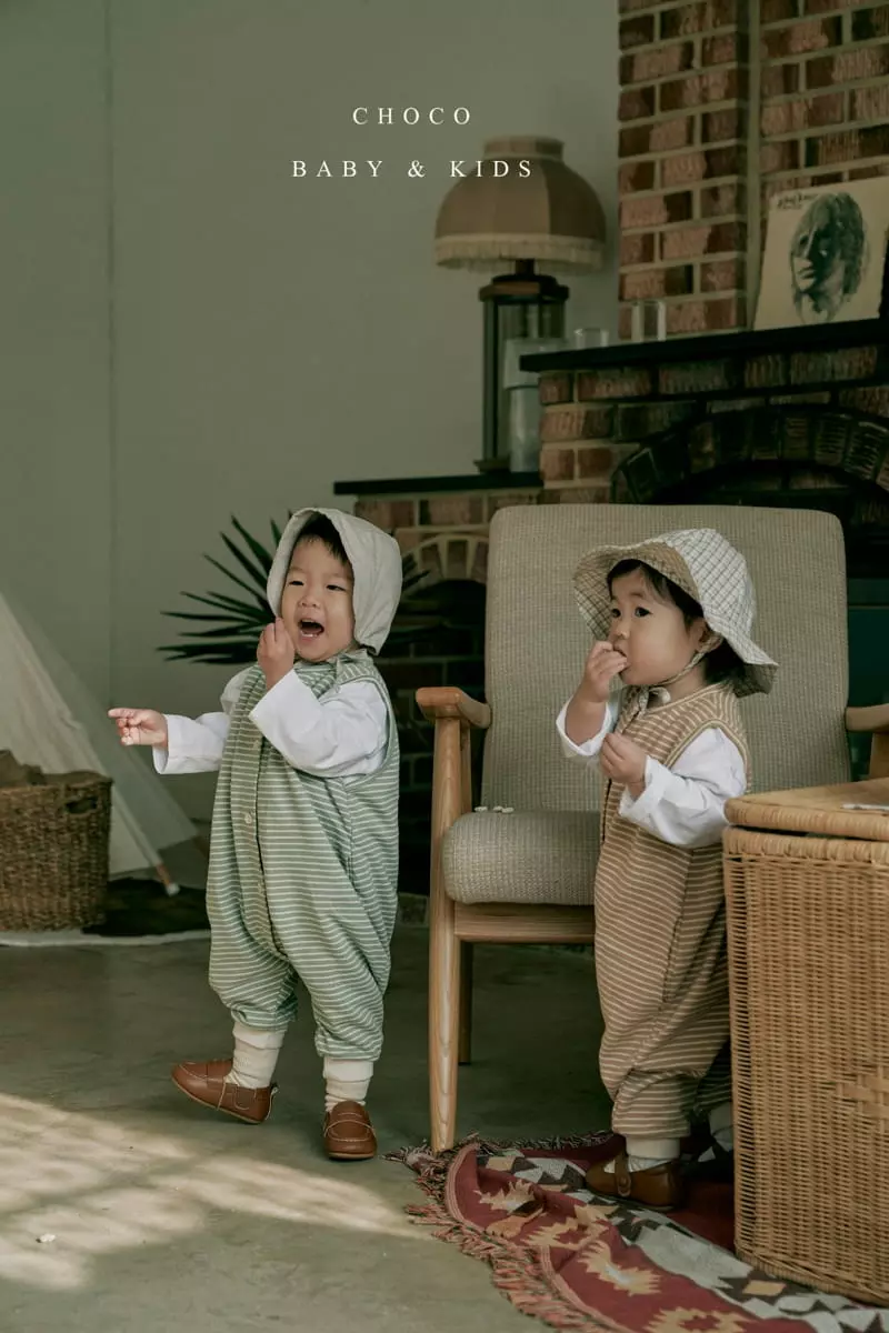 Choco bebe - Korean Baby Fashion - #babyoutfit - Bebe Sripes Pocket Sleeveless Bodysuit - 12