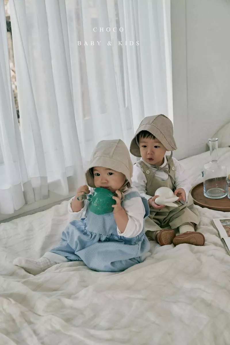 Choco bebe - Korean Baby Fashion - #onlinebabyshop - Bebe Span Dot Dungarees Bodysuit - 2