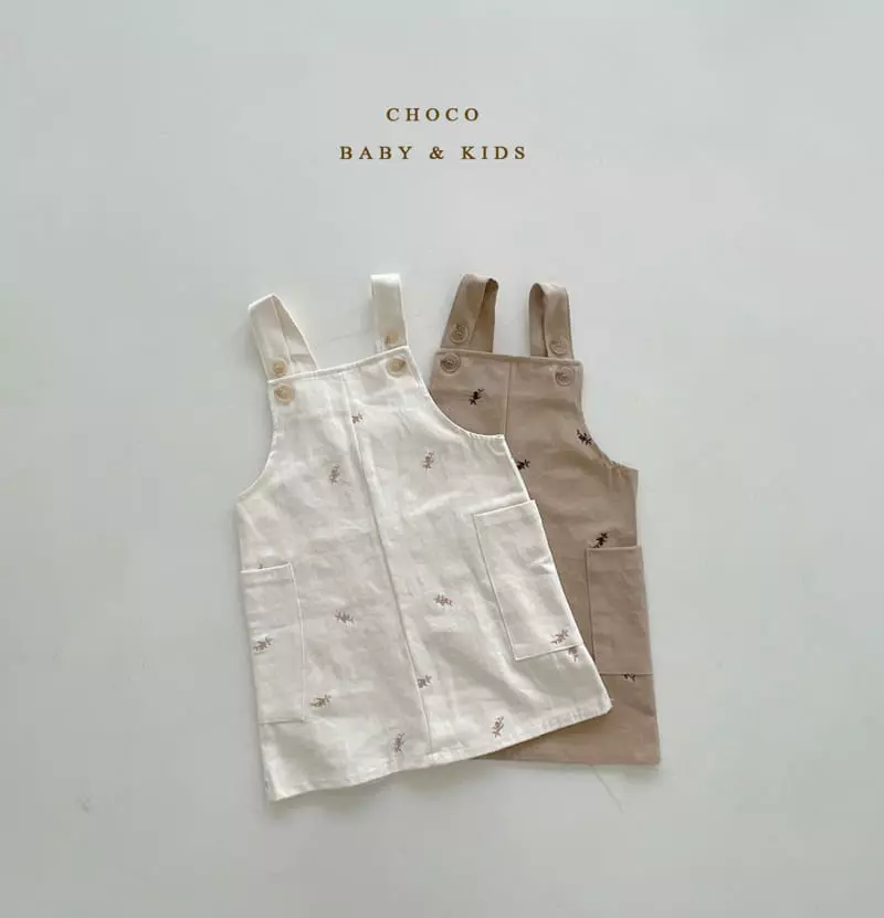 Choco bebe - Korean Children Fashion - #childofig - Flower Embroidery Dungarees Skirt - 11