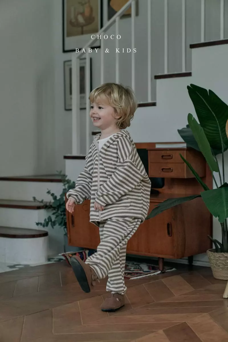 Choco bebe - Korean Children Fashion - #discoveringself - Stripes Waffle Hoody Jacket - 5