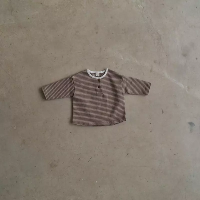 Choco bebe - Korean Children Fashion - #discoveringself - Stripes Button Tee - 3