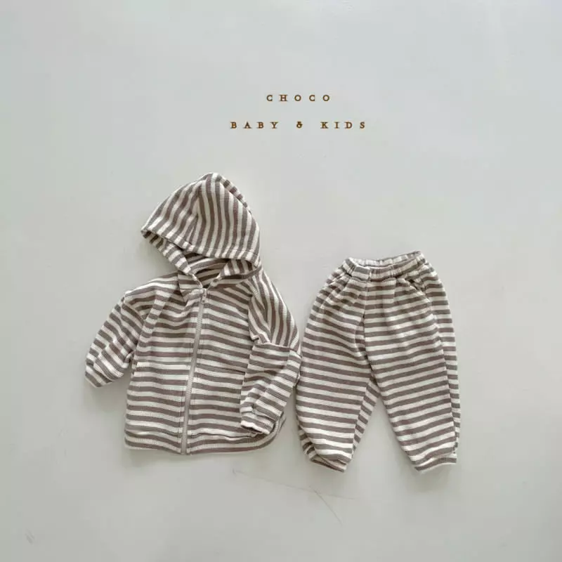 Choco bebe - Korean Children Fashion - #fashionkids - Stripes Waffle Pants - 5