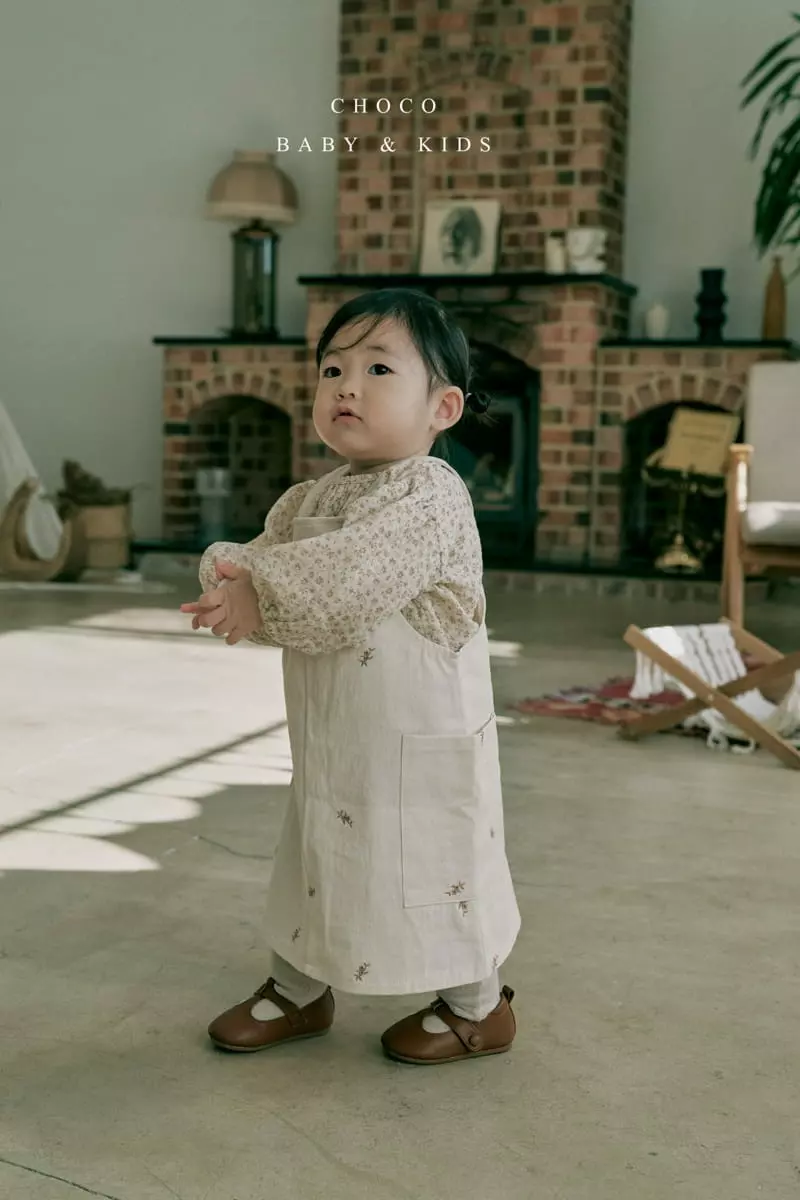 Choco bebe - Korean Children Fashion - #fashionkids - Flower Embroidery Dungarees Skirt - 2