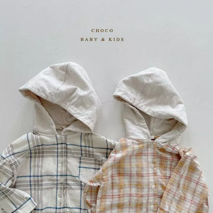 Choco bebe - Korean Children Fashion - #kidzfashiontrend - Check Hoody Shirt
