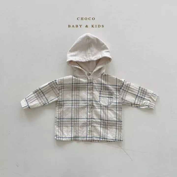 Choco bebe - Korean Children Fashion - #littlefashionista - Check Hoody Shirt - 3
