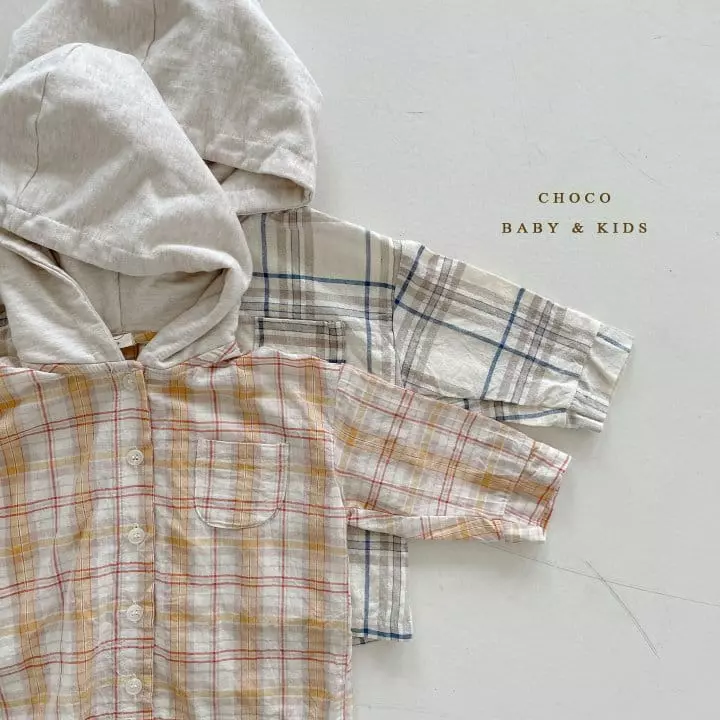 Choco bebe - Korean Children Fashion - #minifashionista - Check Hoody Shirt - 5