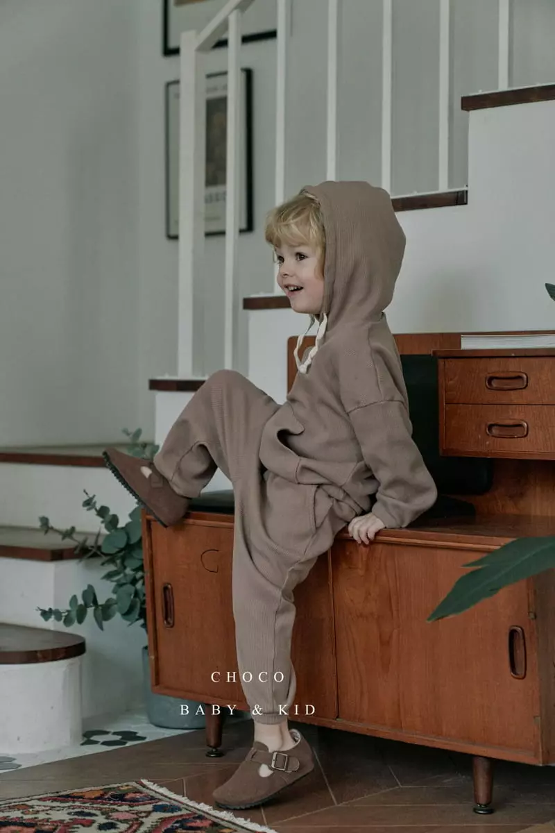 Choco bebe - Korean Children Fashion - #toddlerclothing - Waffle Kangaroo Hoody Tee - 4