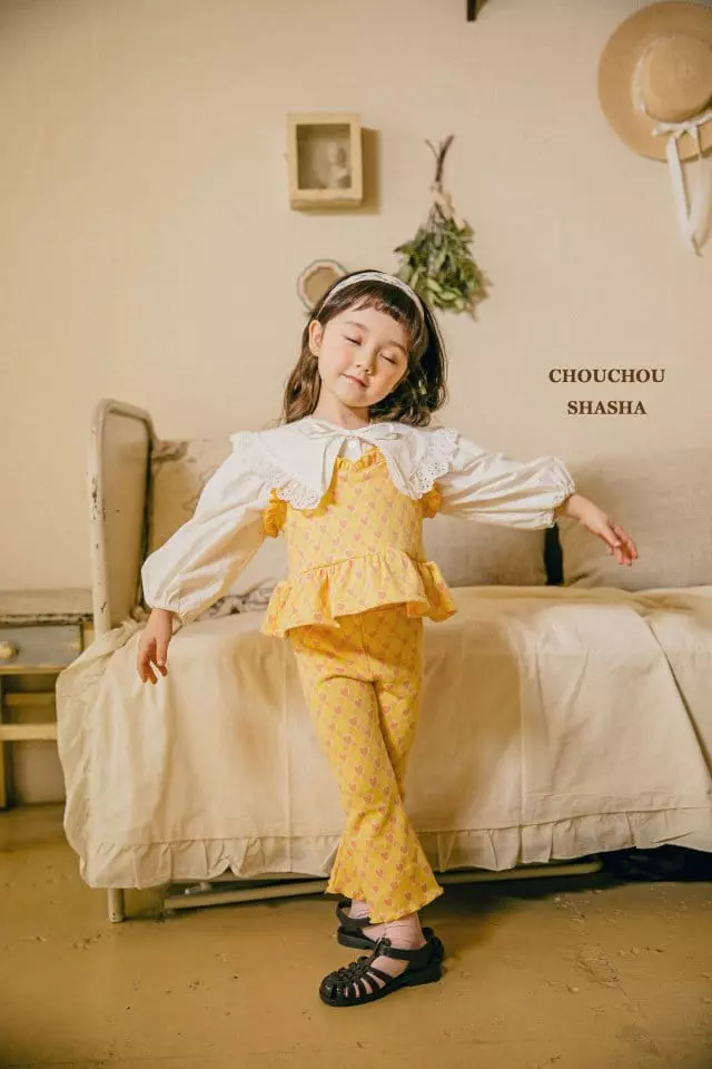 Chouchou Shasha - Korean Children Fashion - #childofig - Hear Top Pants Set - 10