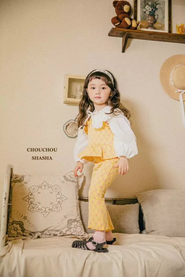 Chouchou Shasha - Korean Children Fashion - #childofig - Hear Top Pants Set - 11