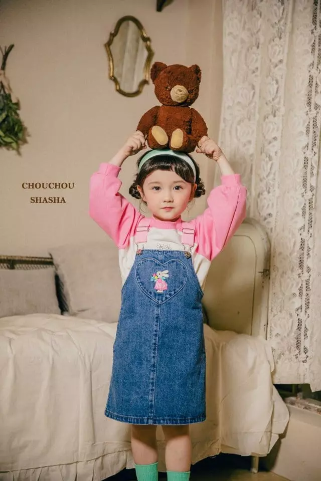 Chouchou Shasha - Korean Children Fashion - #childrensboutique - Denim Overall Skirt