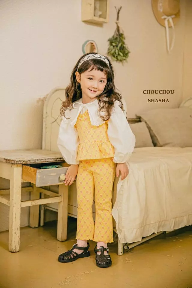 Chouchou Shasha - Korean Children Fashion - #fashionkids - Hear Top Pants Set