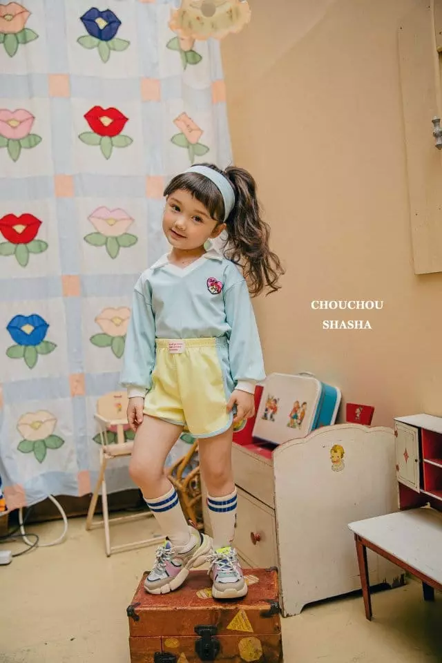 Chouchou Shasha - Korean Children Fashion - #kidsshorts - Call Me Collar Tee - 2