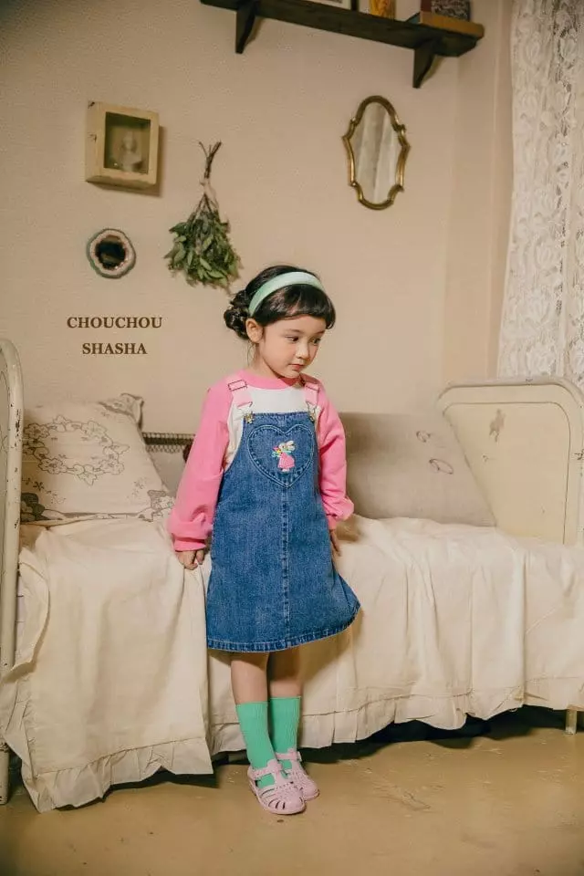 Chouchou Shasha - Korean Children Fashion - #kidsstore - Denim Overall Skirt - 6