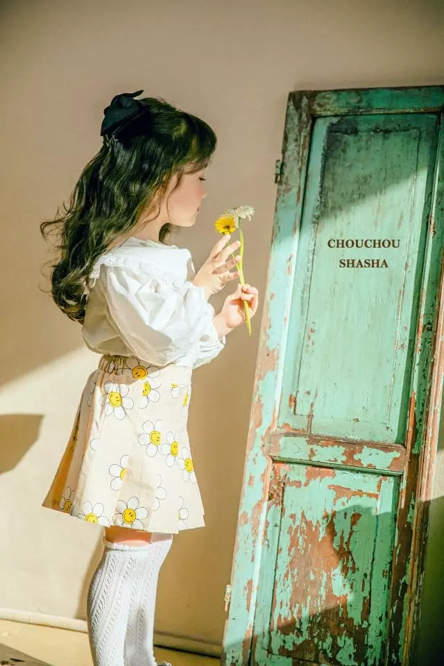 Chouchou Shasha - Korean Children Fashion - #kidzfashiontrend - Flower Wrinkle Skirt - 5