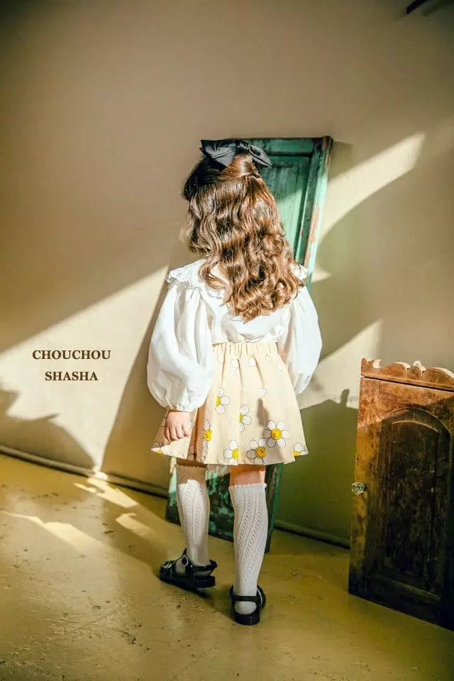Chouchou Shasha - Korean Children Fashion - #littlefashionista - Flower Wrinkle Skirt - 7