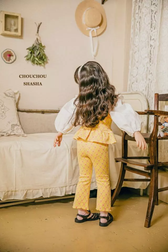 Chouchou Shasha - Korean Children Fashion - #littlefashionista - Hear Top Pants Set - 6