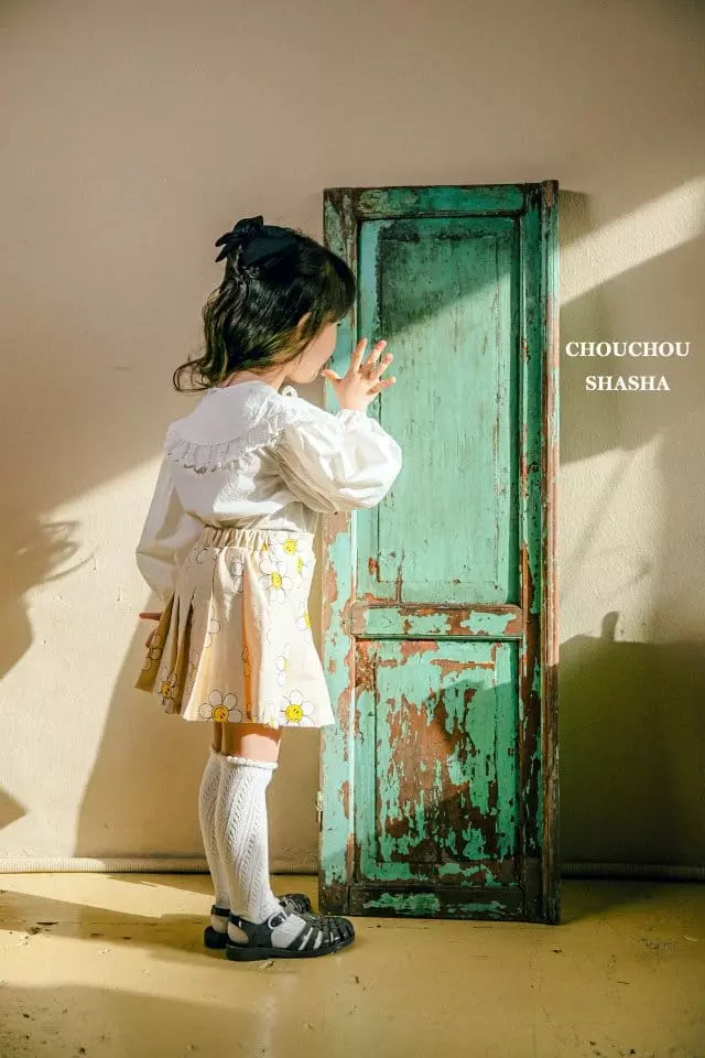 Chouchou Shasha - Korean Children Fashion - #magicofchildhood - Flower Wrinkle Skirt - 8