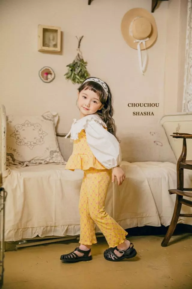 Chouchou Shasha - Korean Children Fashion - #magicofchildhood - Hear Top Pants Set - 7