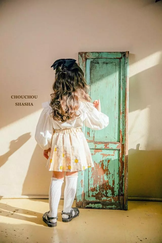 Chouchou Shasha - Korean Children Fashion - #minifashionista - Flower Wrinkle Skirt - 9