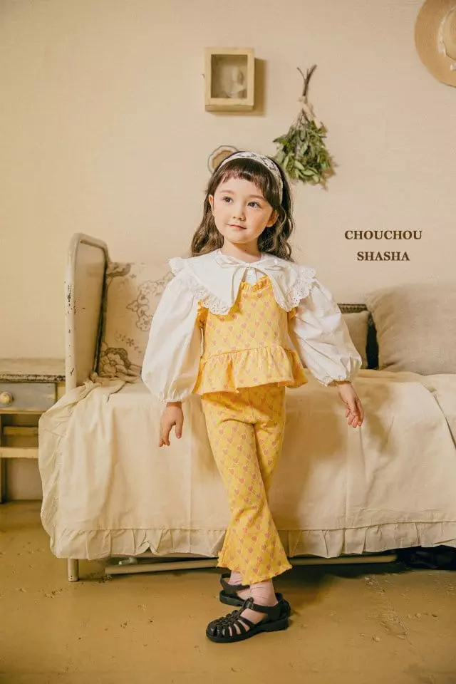 Chouchou Shasha - Korean Children Fashion - #prettylittlegirls - Hear Top Pants Set - 9